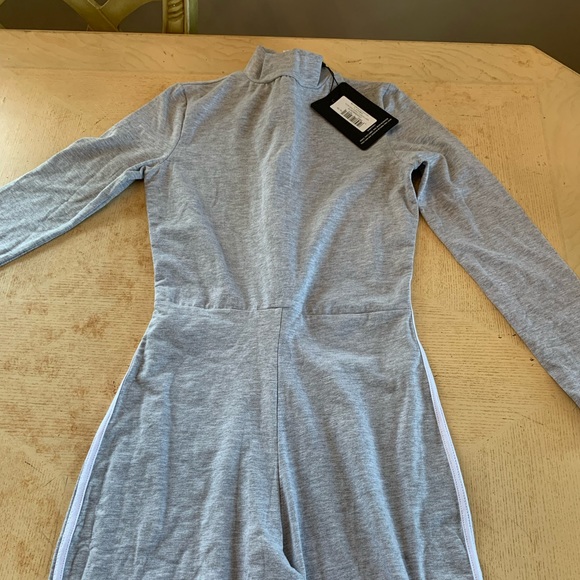 Prettylittlethings Grey Sports Stripe High Neck Jumpsuit - Picture 3 of 9